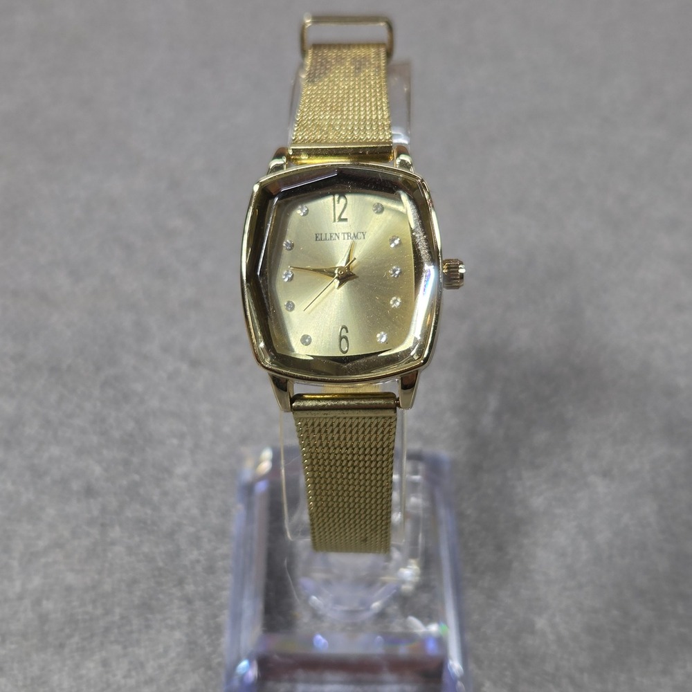 Ellen Tracy Watch Womens OS Gold Excellent Hexagon Mesh Band Crystal ET5188GD